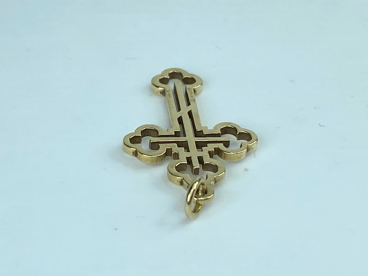 James Avery Orthodox Three Bar 14 Karat Yellow Gold Cross 1 1/4 Inch 2.3g JR1032