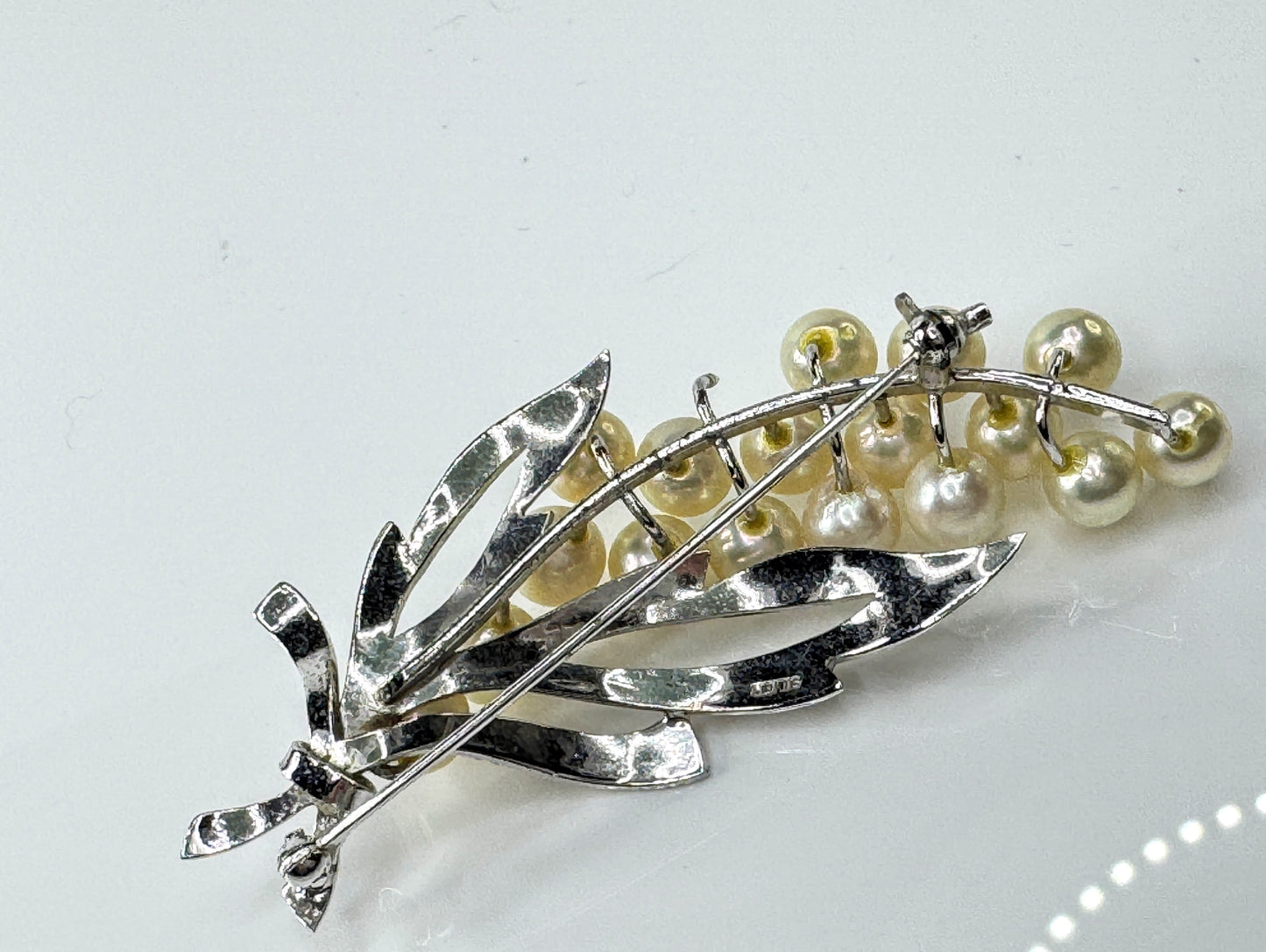 Vintage Japanese Sterling Silver Cultured Pearl Floral Spray Brooch 14.1g JR1714