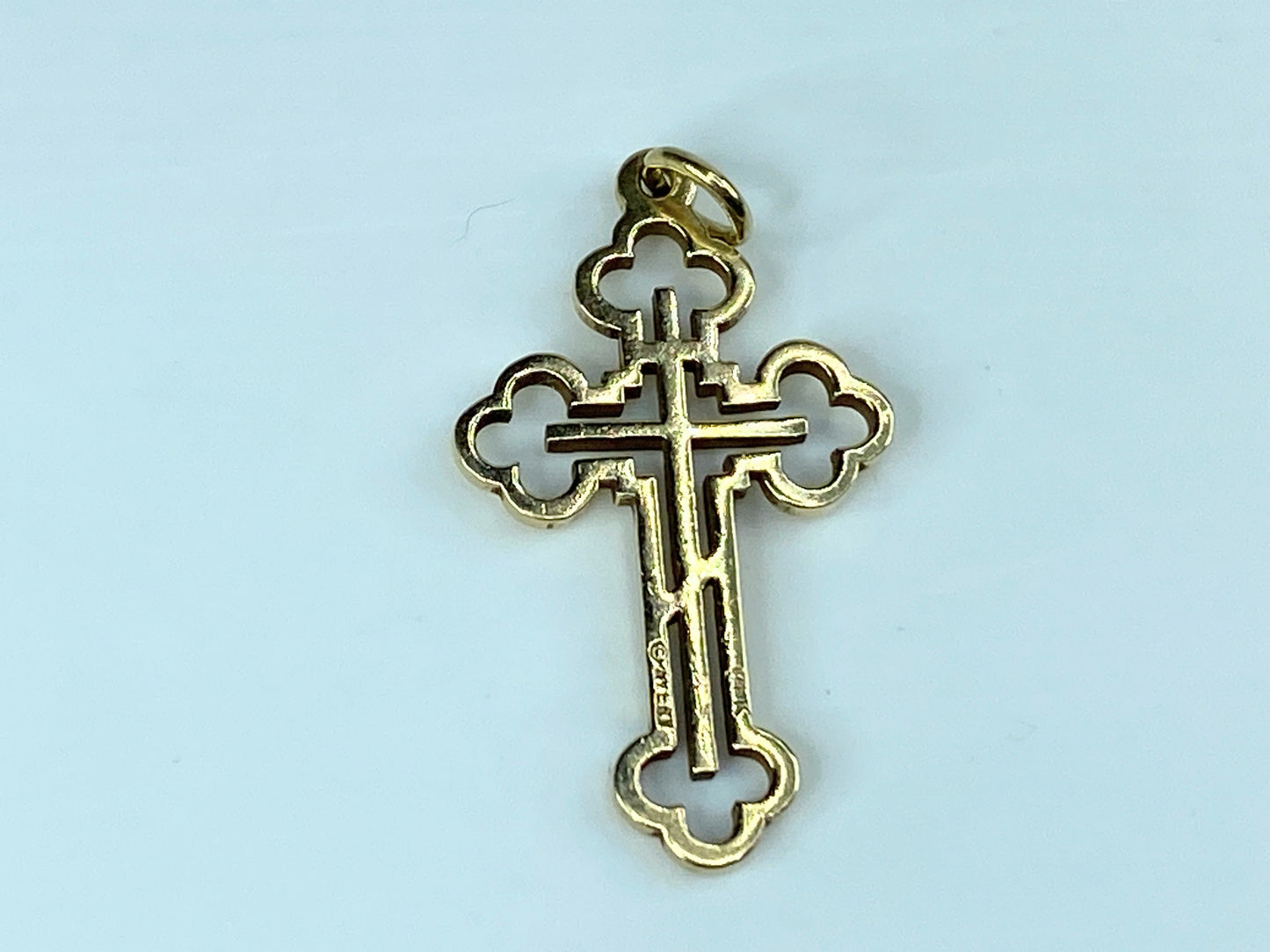 James Avery Orthodox Three Bar 14 Karat Yellow Gold Cross 1 1/4 Inch 2.3g JR1032