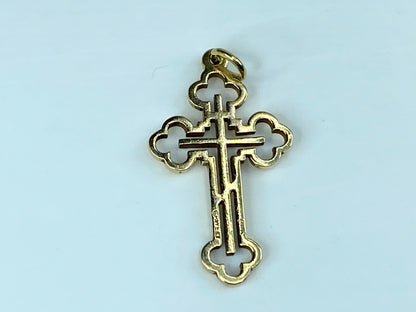 James Avery Orthodox Three Bar 14 Karat Yellow Gold Cross 1 1/4 Inch 2.3g JR1032