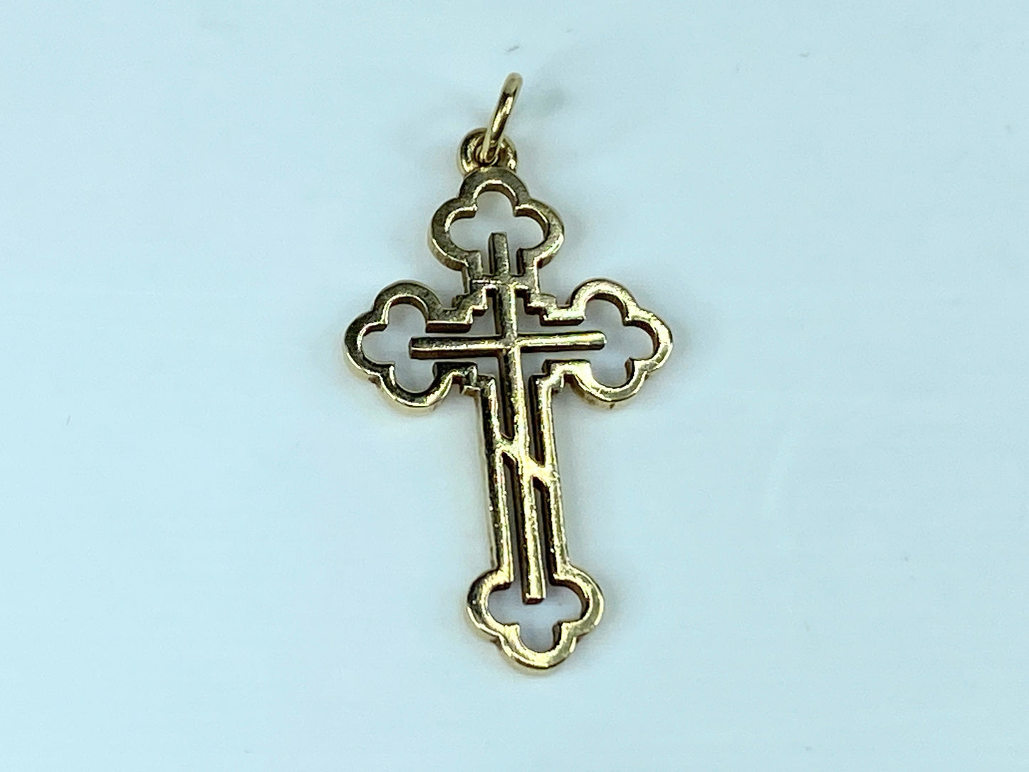 James Avery Orthodox Three Bar 14 Karat Yellow Gold Cross 1 1/4 Inch 2.3g JR1032