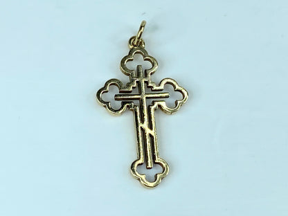 James Avery Orthodox Three Bar 14 Karat Yellow Gold Cross 1 1/4 Inch 2.3g JR1032