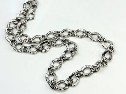 Vintage Heavy Sterling Silver Hammered Link Necklace 20” Italy JR1554