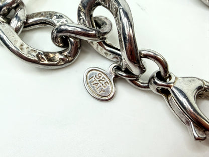 Vintage Heavy Sterling Silver Hammered Link Necklace 20” Italy JR1554
