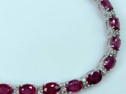 12.0 Carat Ruby Oval and Diamond Tennis Bracelet in 18k White GoldJR9898