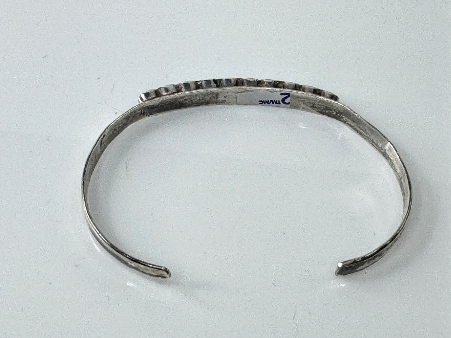 Vintage Sterling Silver Turquoise Inlaid Slim Cuff Bracelet JR1716
