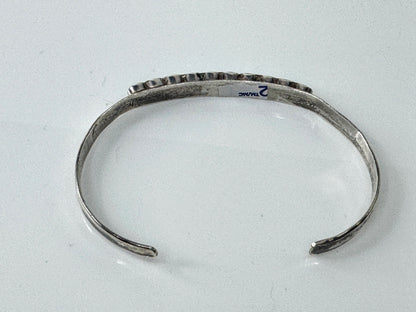 Vintage Sterling Silver Turquoise Inlaid Slim Cuff Bracelet JR1716