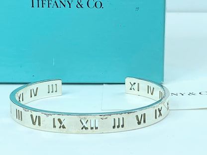 Authentic Tiffany & Co Silver Atlas Stencil Cuff Bangle Bracelet 72.5" Wrist 26.2g JR9899