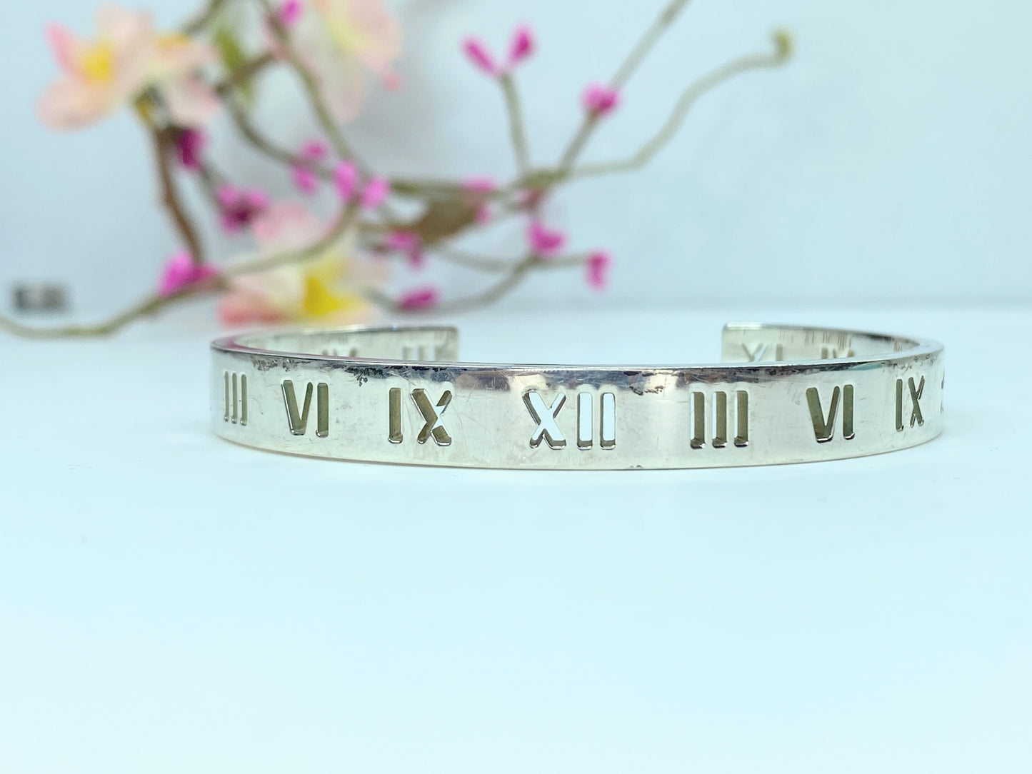 Authentic Tiffany & Co Silver Atlas Stencil Cuff Bangle Bracelet 72.5" Wrist 26.2g JR9899