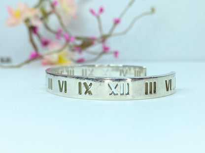 Authentic Tiffany & Co Silver Atlas Stencil Cuff Bangle Bracelet 72.5" Wrist 26.2g JR9899