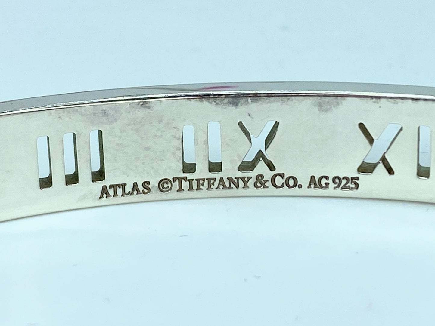 Authentic Tiffany & Co Silver Atlas Stencil Cuff Bangle Bracelet 72.5" Wrist 26.2g JR9899