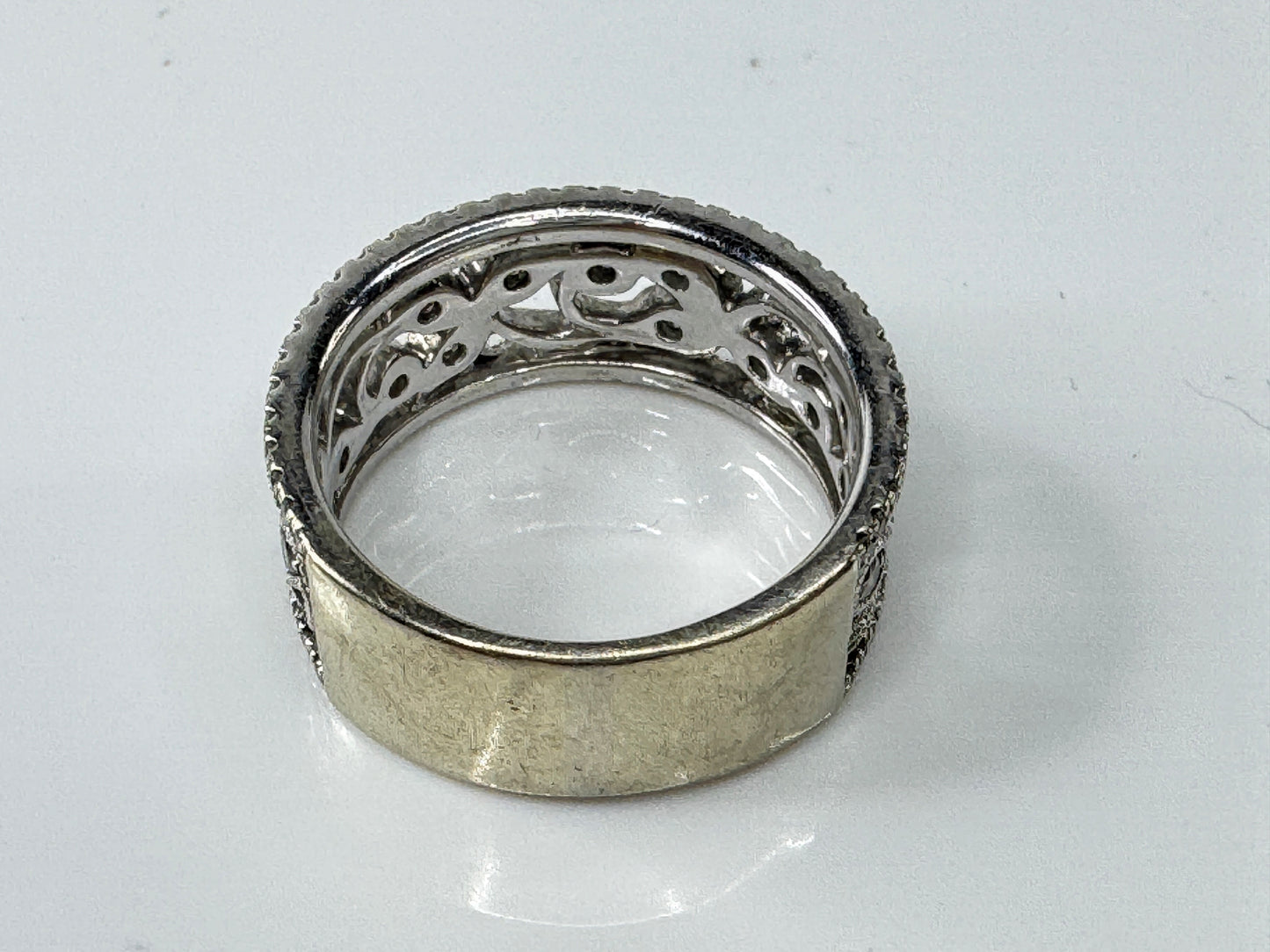 Vintage 14K Gold Wide Pavé Diamond Accent Statement Band Ring 8.75mm JR1717