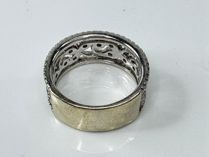 Vintage 14K Gold Wide Pavé Diamond Accent Statement Band Ring 8.75mm JR1717