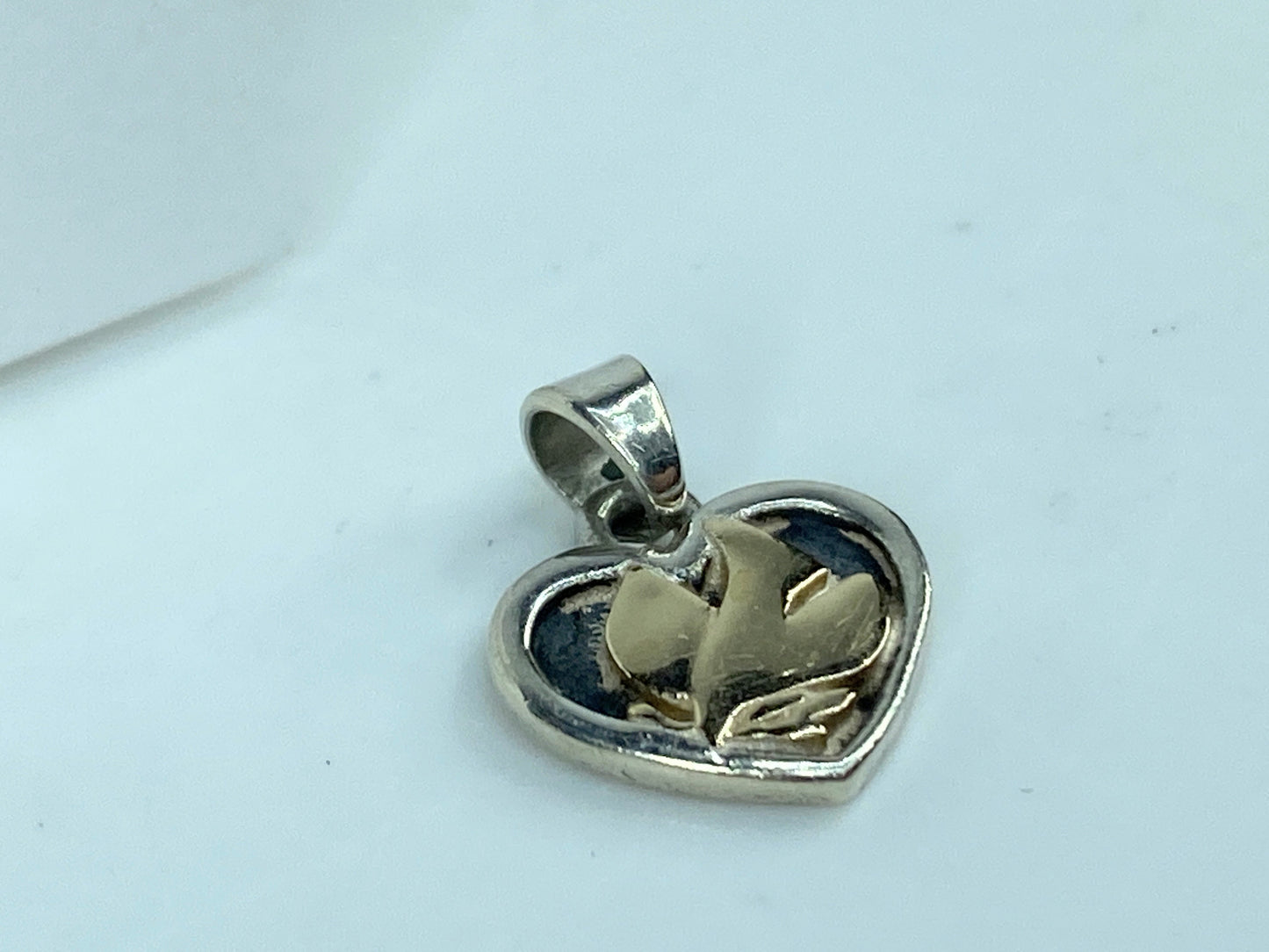 James Avery Dove of Peace Pendant 14k Gold Sterling Silver Retired Rare JR1035