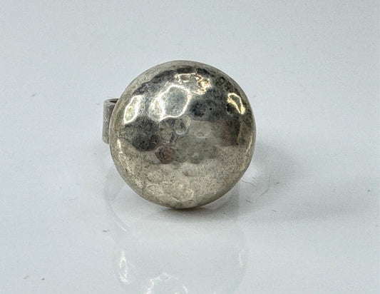 Sterling Silver Hand Hammered Dome Adjustable Rings8 8.5g JR1718
