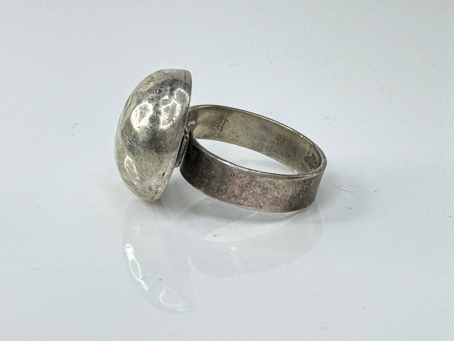 Sterling Silver Hand Hammered Dome Adjustable Rings8 8.5g JR1718