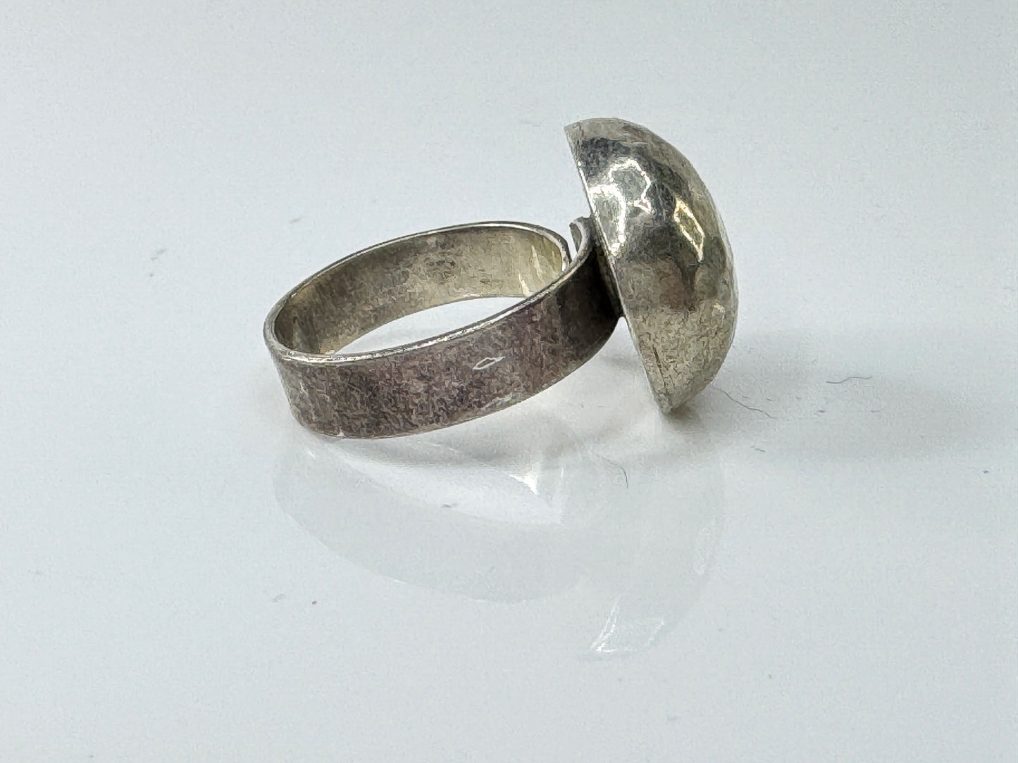 Sterling Silver Hand Hammered Dome Adjustable Rings8 8.5g JR1718
