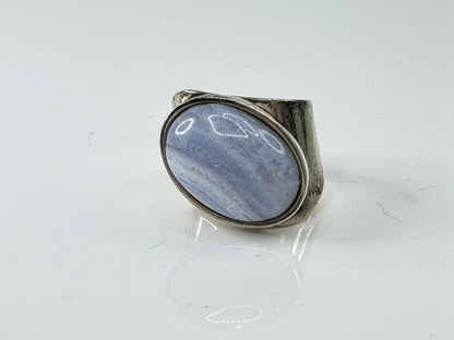 Vintage Jay King Sterling Silver Blue Chalcedony Statement Ring JR1719