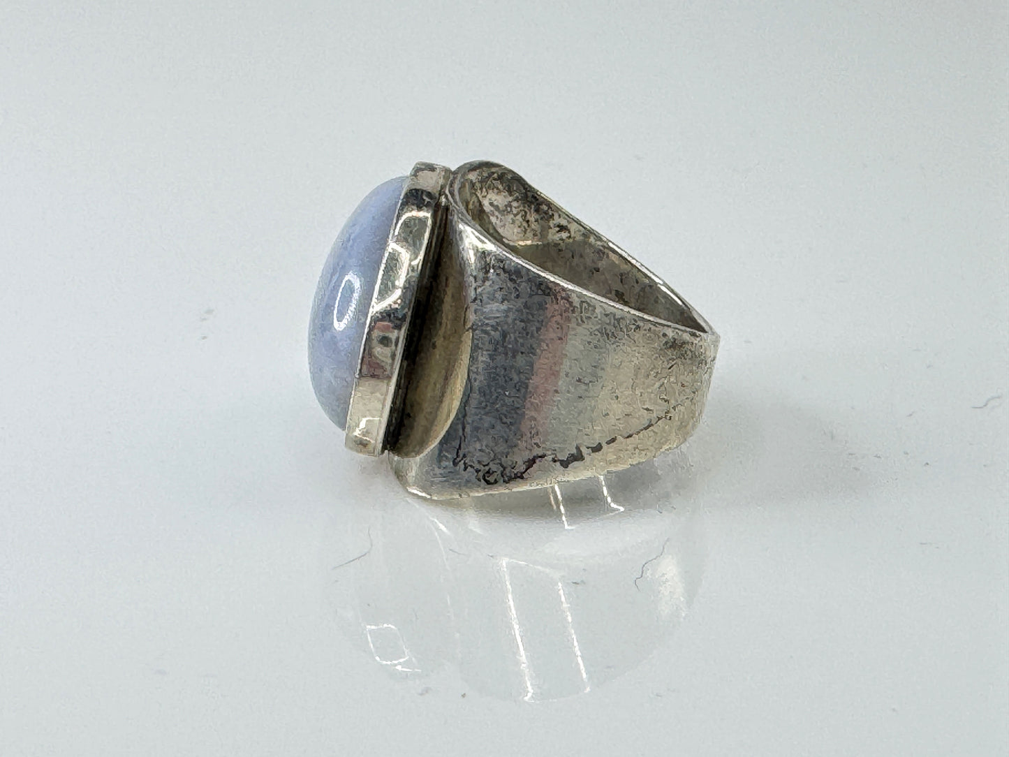 Vintage Jay King Sterling Silver Blue Chalcedony Statement Ring JR1719