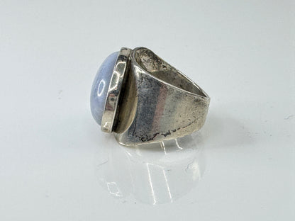 Vintage Jay King Sterling Silver Blue Chalcedony Statement Ring JR1719