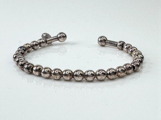Italian Sterling Silver 4.25mm Bead on Wire Small Child Cuff Bracelet JR1720