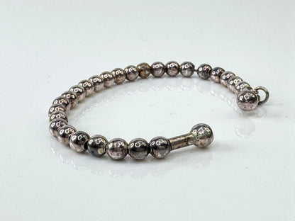 Italian Sterling Silver 4.25mm Bead on Wire Small Child Cuff Bracelet JR1720