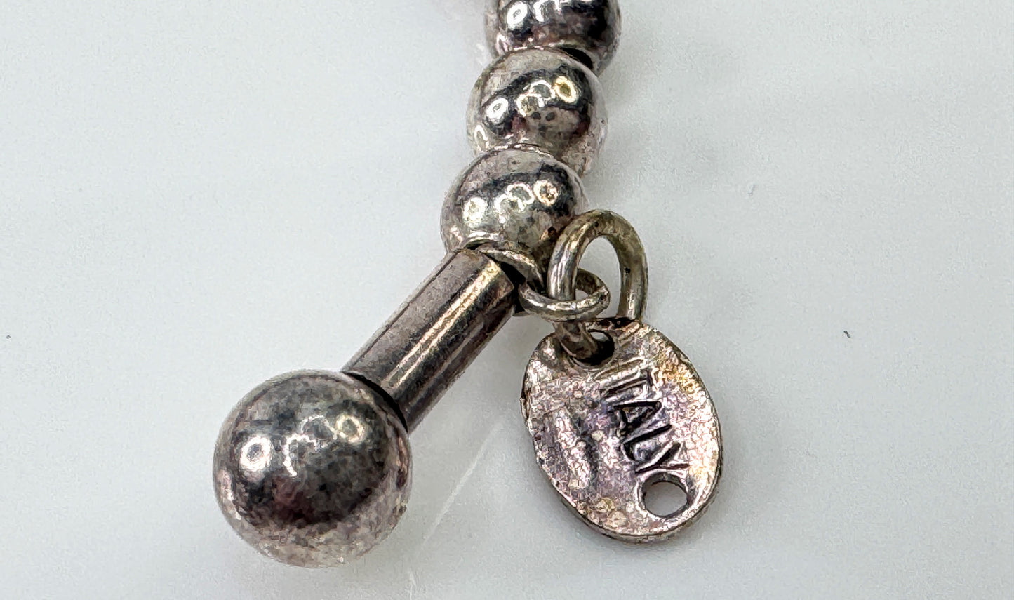 Italian Sterling Silver 4.25mm Bead on Wire Small Child Cuff Bracelet JR1720