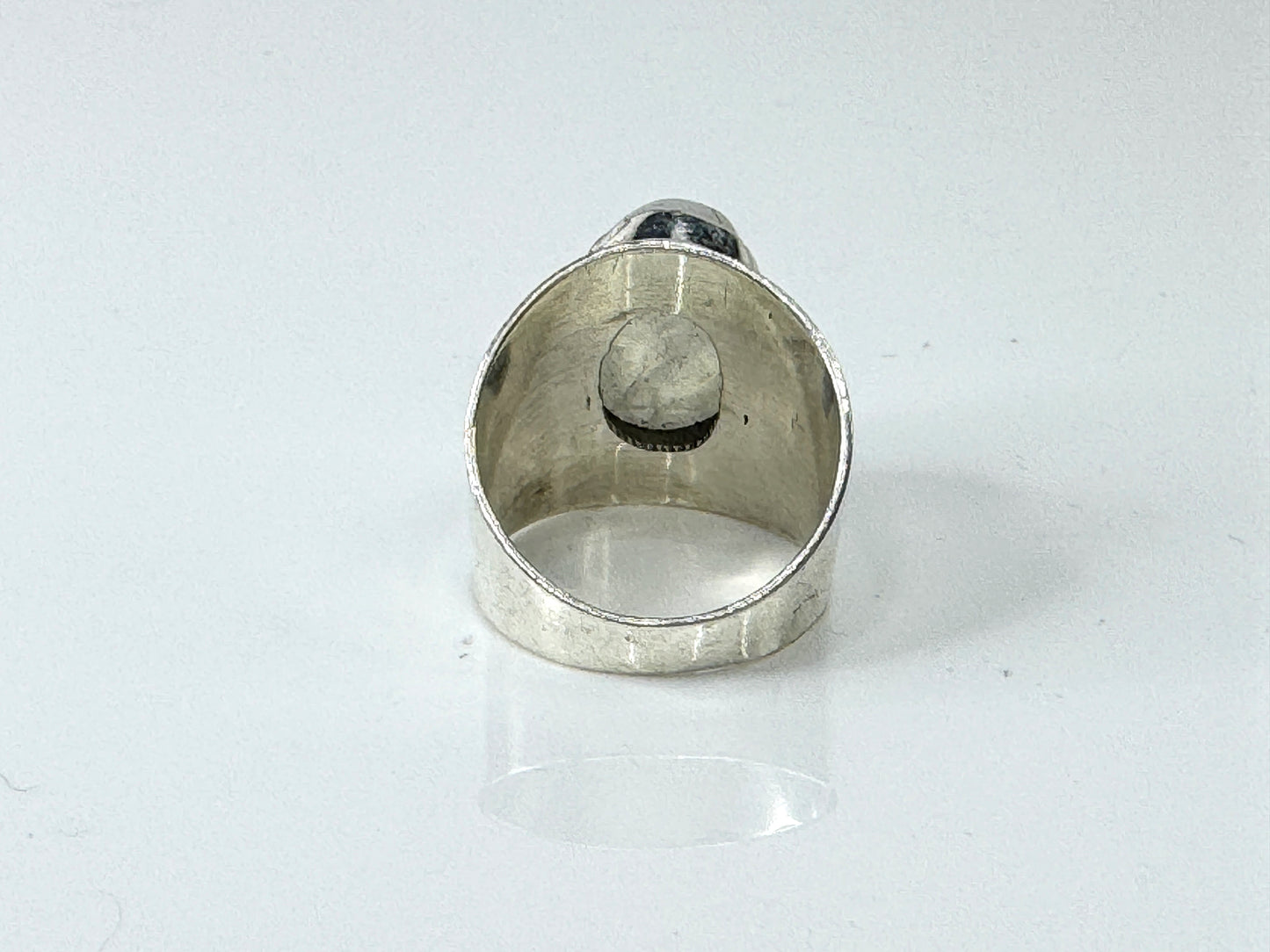 Vintage Sterling Silver Moonstone Wide Band Ring Size 6.5 925 JR1717