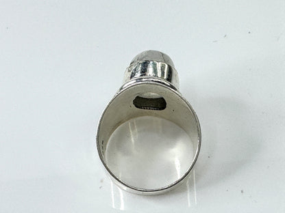 Vintage Sterling Silver Moonstone Wide Band Ring Size 6.5 925 JR1717