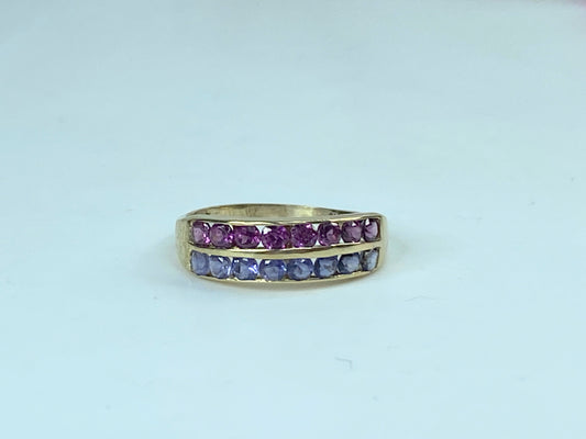 14K Yellow Gold Tanzanite and Ruby women ring JR1040