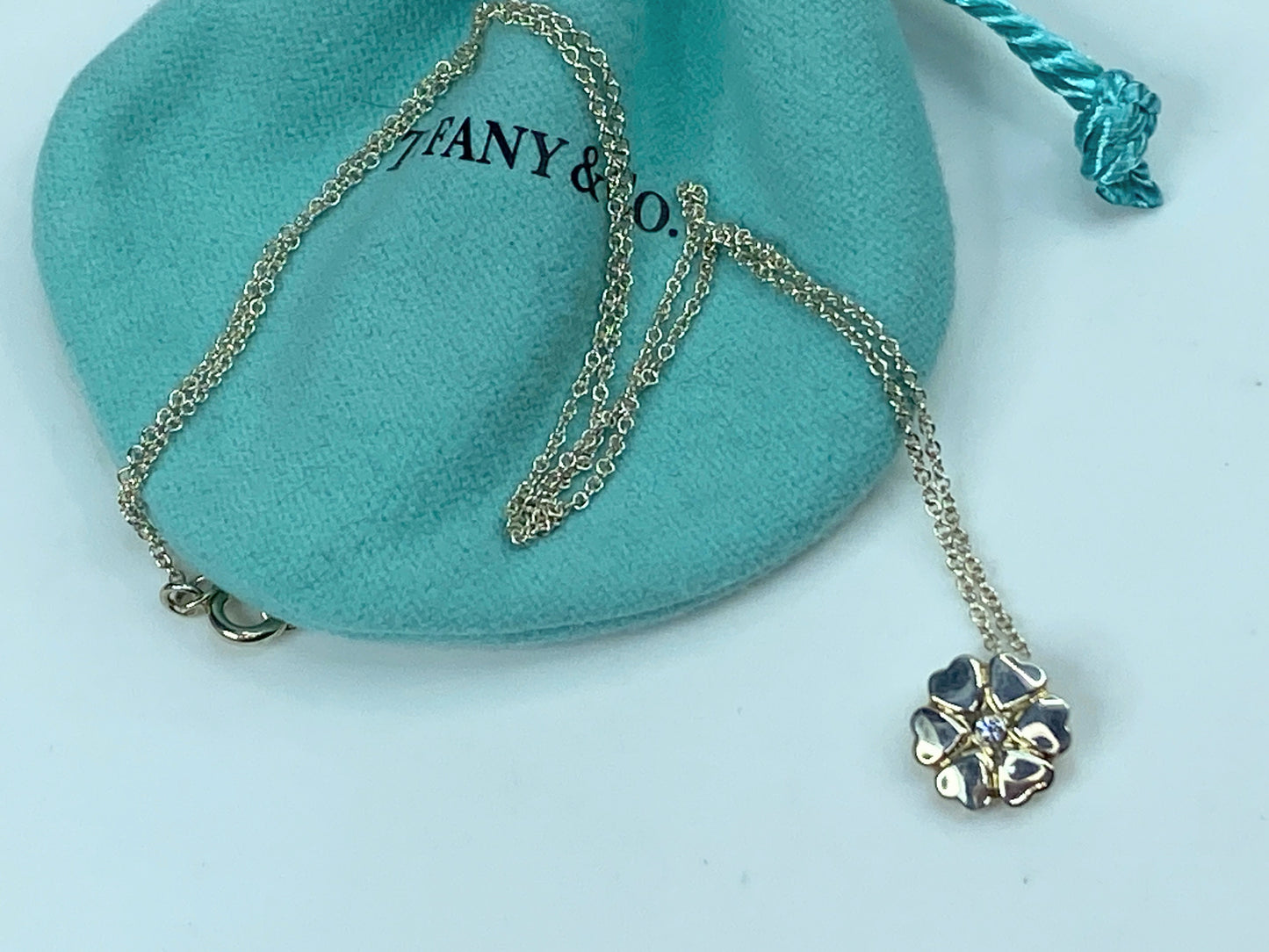 Tiffany & Co Sterling Paloma Picasso Diamond Crown of Hearts Necklace 16" JR9908