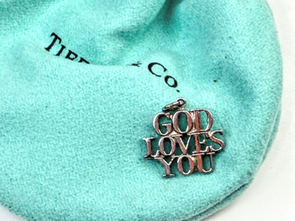 Vintage Tiffany & Co. Sterling Silver "God Loves You" Heart Charm JR1563