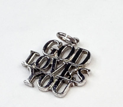 Vintage Tiffany & Co. Sterling Silver "God Loves You" Heart Charm JR1563