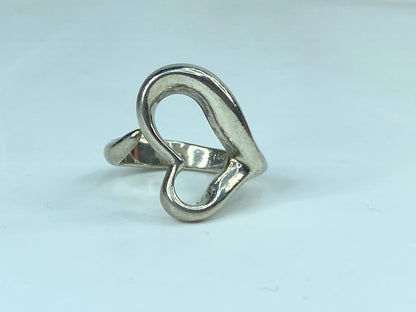 Tiffany & Co. Elsa Peretti 1970's Vintage Silver Open Heart Band Ring s6 JR1041