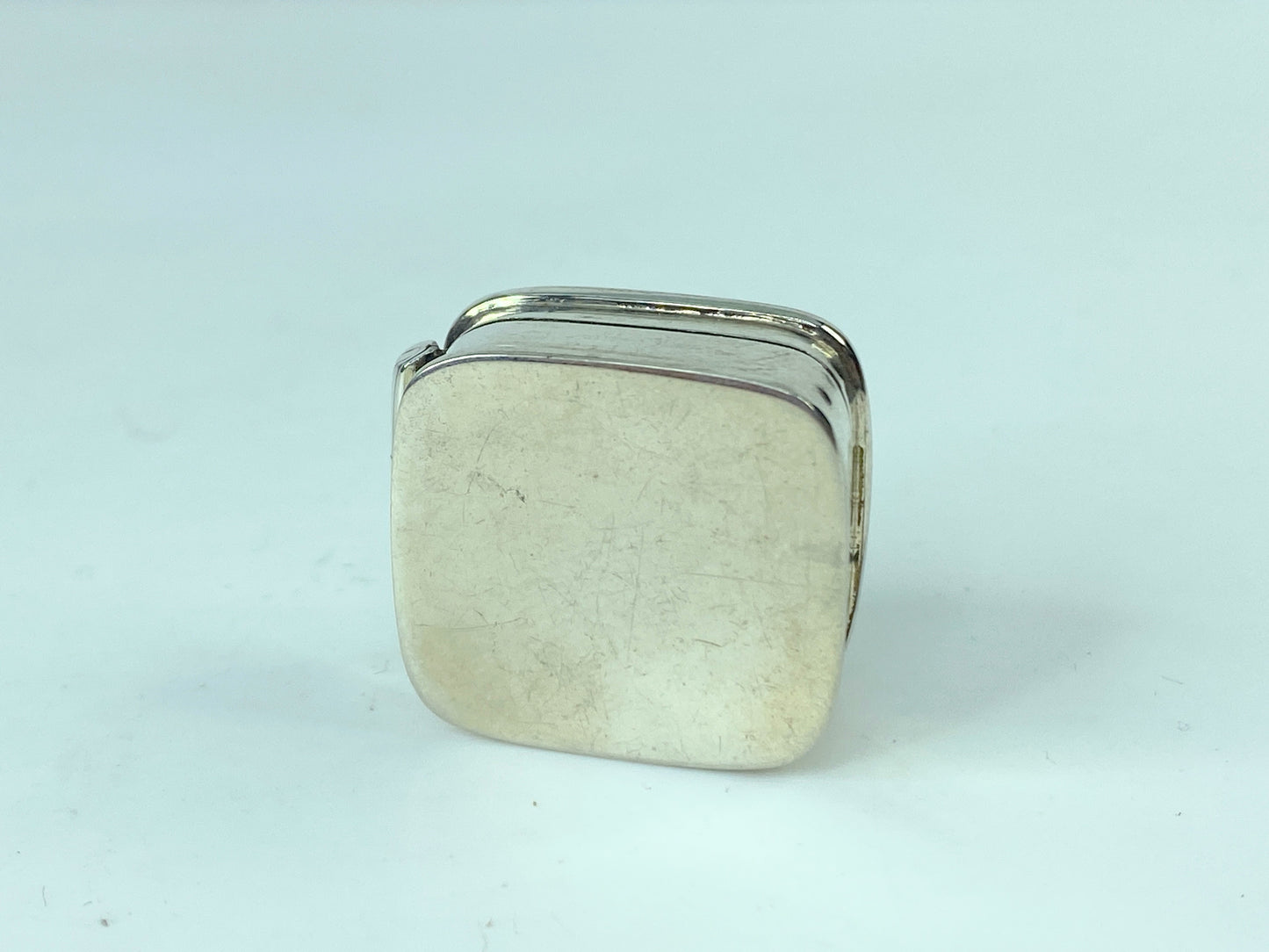 Pillbox Engraved Square Design 1.25" X 1.25" English Sterling Silver 7.9g SS53