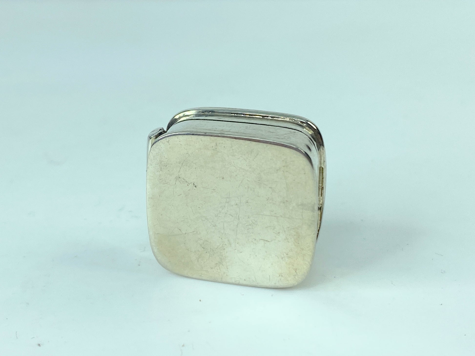 Pillbox Engraved Square Design 1.25" X 1.25" English Sterling Silver 7.9g SS53