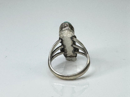 Vintage Sterling Silver Three Turquoise Triple Shank Ring Size 6 JR1727