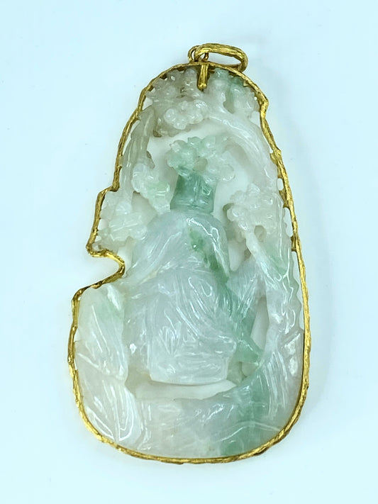 GIA natural Jadeite Jade 14K encapsulated pendant JR9253