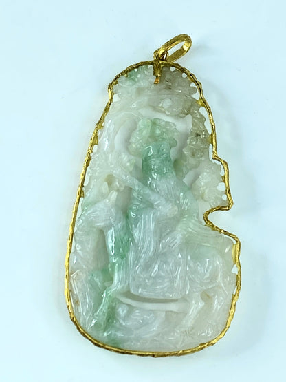 GIA natural Jadeite Jade 14K encapsulated pendant JR9253