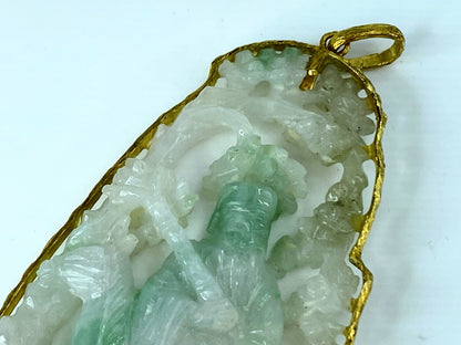 GIA natural Jadeite Jade 14K encapsulated pendant JR9253