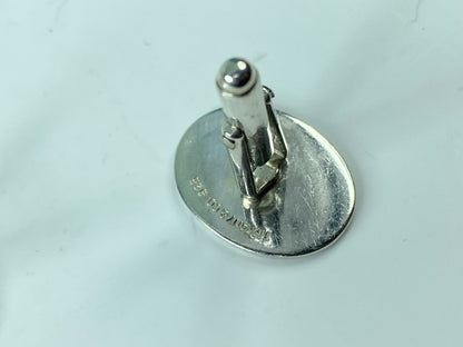 Tiffany & Co Silver Blue Stripe Enamel Circle Cuff Link Cufflink 11.4g JR556