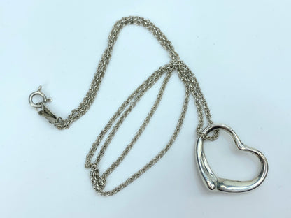 Tiffany & Co Sterling Silver Elsa Peretti Open Heart 22mm Necklace 16" JR9879