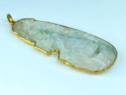 GIA natural Jadeite Jade 14K encapsulated pendant JR9253