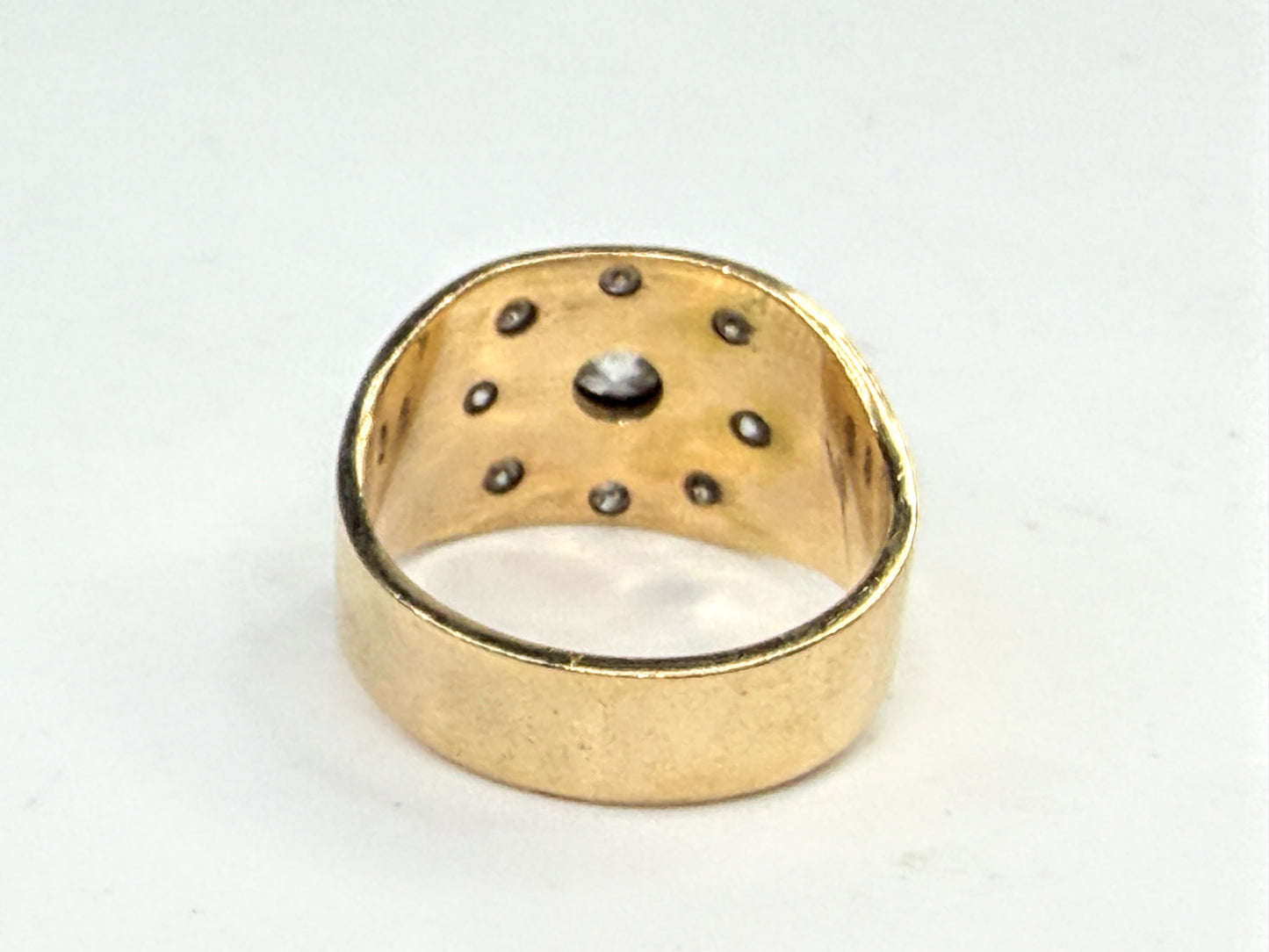 Custom 14K Gold 0.5ct Old Euro cut Diamond Wide Band Ring Size 6.75 JR1565