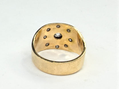 Custom 14K Gold 0.5ct Old Euro cut Diamond Wide Band Ring Size 6.75 JR1565