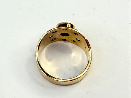 Custom 14K Gold 0.5ct Old Euro cut Diamond Wide Band Ring Size 6.75 JR1565