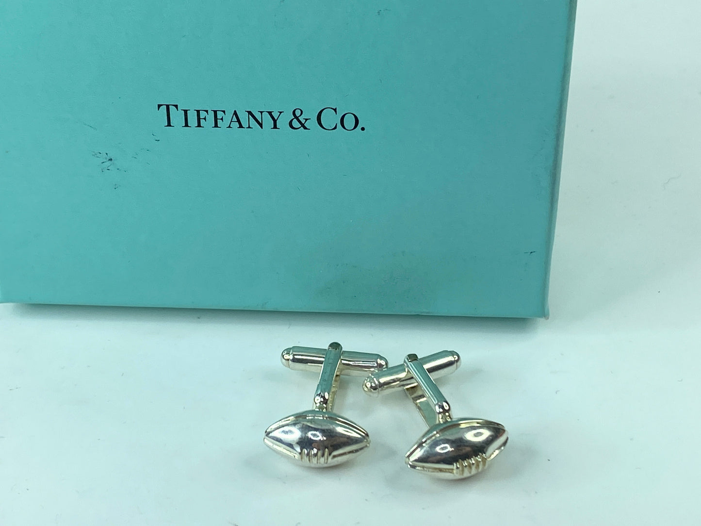 Tiffany & Co Silver Football Cuff Link Cufflink Rare Sports Lover 15.7g JR557