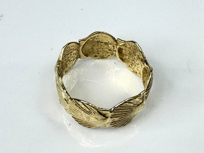 14K Yellow Gold 9.3mm Sea Clam Shell Eternity Band Ring Size 8 JR1730