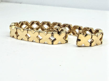 Vintage 14K Gold Geometric X Link Bracelet 7.25" JR1567