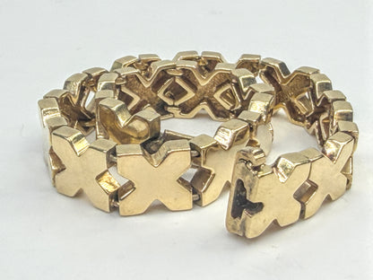 Vintage 14K Gold Geometric X Link Bracelet 7.25" JR1567